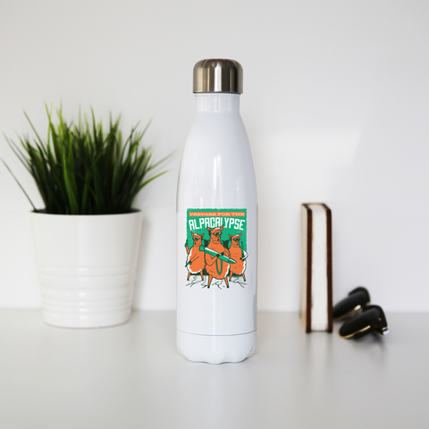 Alpacalypse water bottle stainless steel reusable White