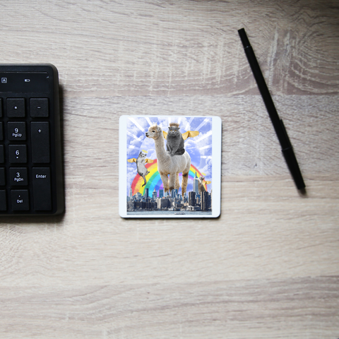 Angel cats surreal collage coaster drink mat Set of 2