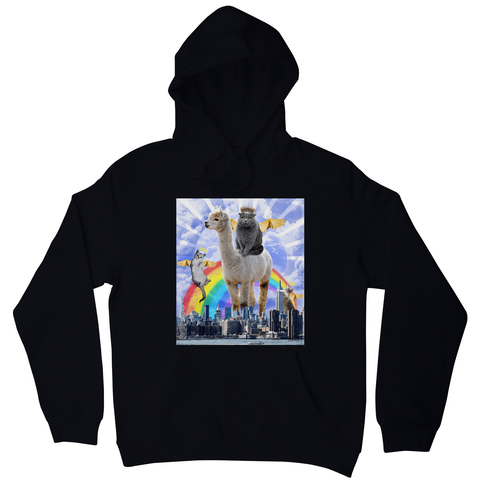 Angel cats surreal collage hoodie Black