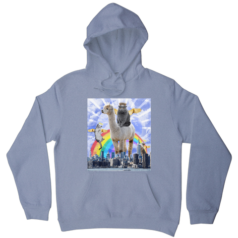 Angel cats surreal collage hoodie Grey
