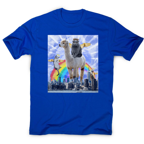 Angel cats surreal collage men's t-shirt Blue