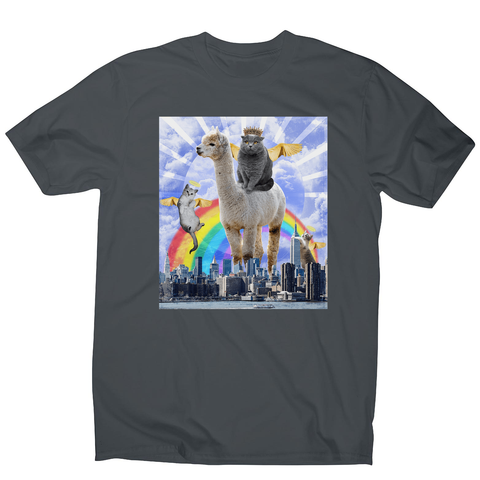 Angel cats surreal collage men's t-shirt Charcoal