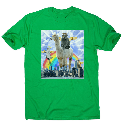 Angel cats surreal collage men's t-shirt Green
