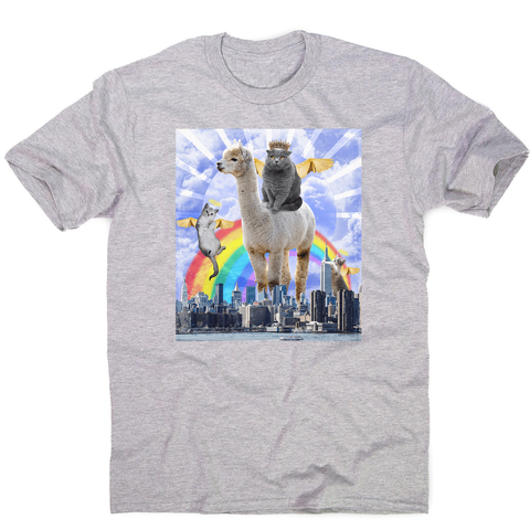 Angel cats surreal collage men's t-shirt Grey