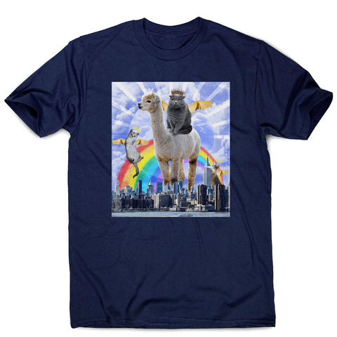 Angel cats surreal collage men's t-shirt Navy