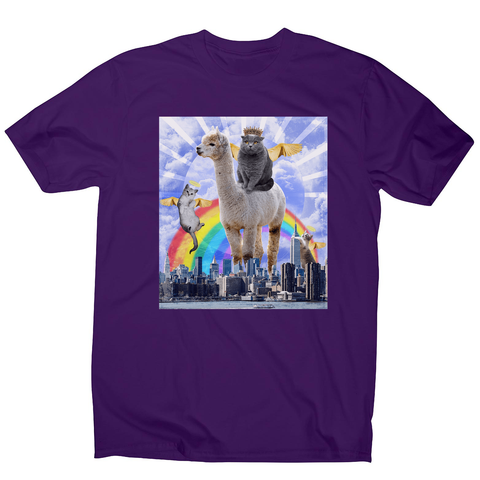 Angel cats surreal collage men's t-shirt Purple