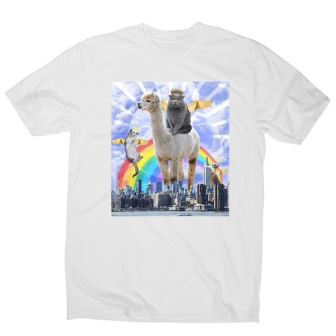 Angel cats surreal collage men's t-shirt White