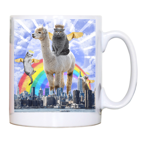Angel cats surreal collage mug coffee tea cup White