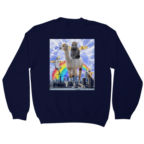 Angel cats surreal collage sweatshirt Navy