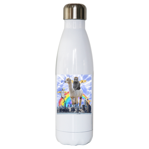 Angel cats surreal collage water bottle stainless steel reusable White