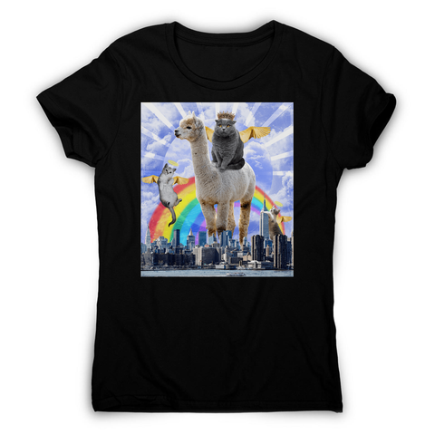 Angel cats surreal collage women's t-shirt Black