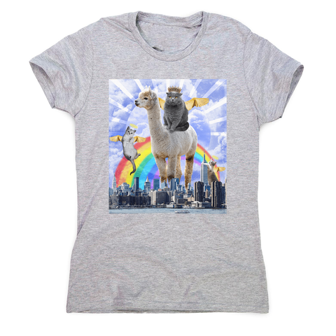 Angel cats surreal collage women's t-shirt Grey