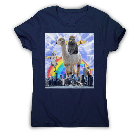 Angel cats surreal collage women's t-shirt Navy