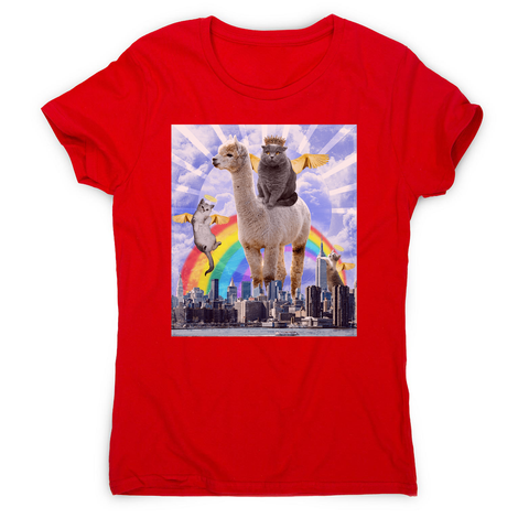 Angel cats surreal collage women's t-shirt Red