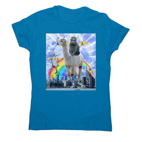 Angel cats surreal collage women's t-shirt Sapphire