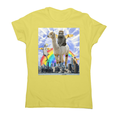 Angel cats surreal collage women's t-shirt Yellow