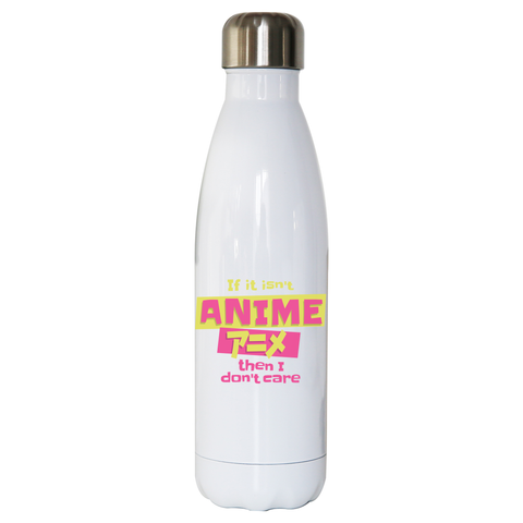 Anime fan quote water bottle stainless steel reusable White