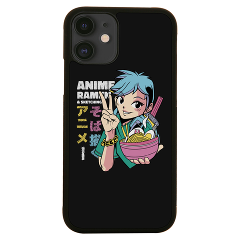 Anime girl with ramen bowl iPhone case iPhone 12