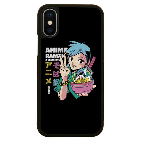 Anime girl with ramen bowl iPhone case iPhone XS