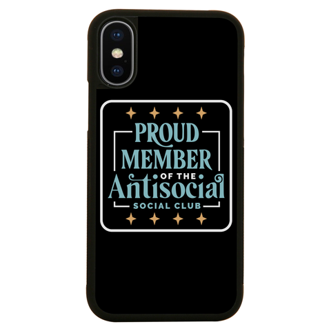 Antisocial club funny quote iPhone case iPhone XS