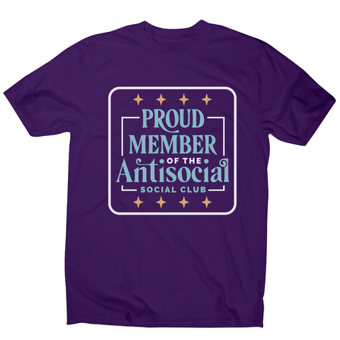 Antisocial club funny quote men's t-shirt Purple