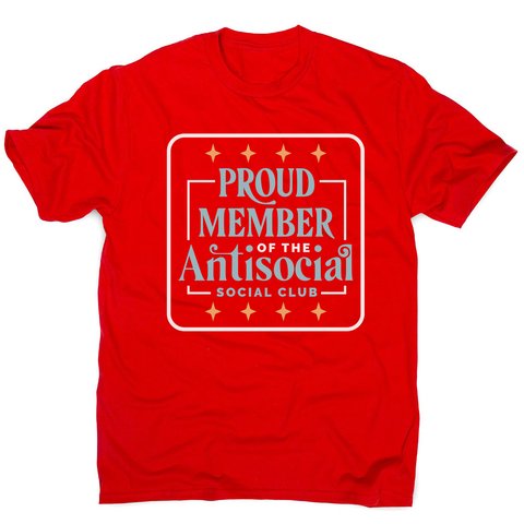 Antisocial club funny quote men's t-shirt Red