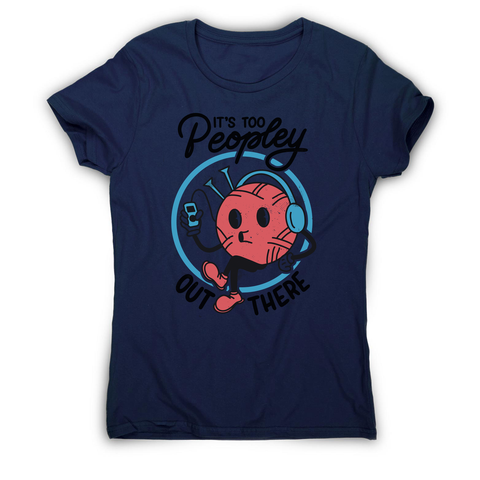 Antisocial yarn ball knitting women's t-shirt Navy