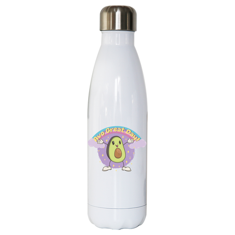 Avo great day water bottle stainless steel reusable White