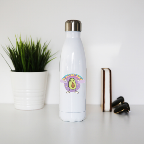 Avo great day water bottle stainless steel reusable White