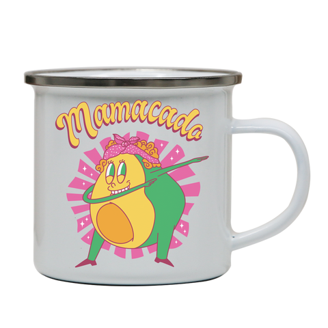 Avocado mom dabbing enamel camping mug White