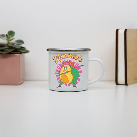 Avocado mom dabbing enamel camping mug White