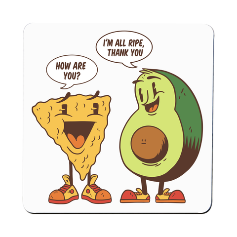 Avocado nacho coaster drink mat Set of 2