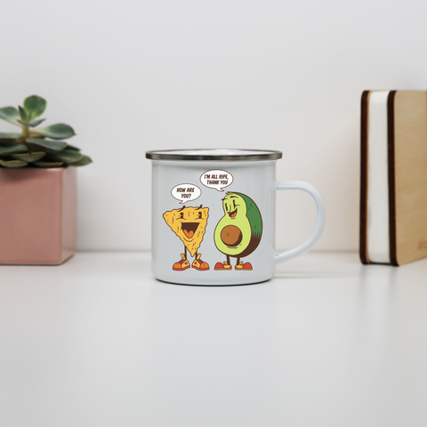 Avocado nacho enamel camping mug White