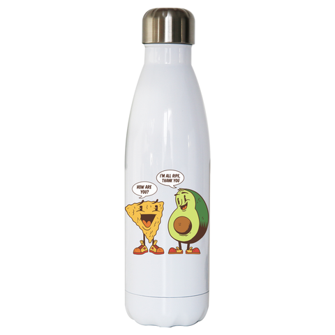 Avocado nacho water bottle stainless steel reusable White