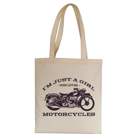 Biker girl quote tote bag canvas shopping Natural