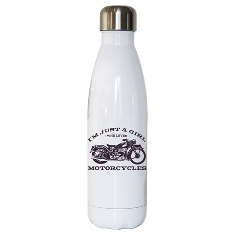 Biker girl quote water bottle stainless steel reusable White