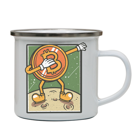 Bitcoin dabbing enamel camping mug White