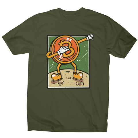 Bitcoin dabbing men's t-shirt Military Green