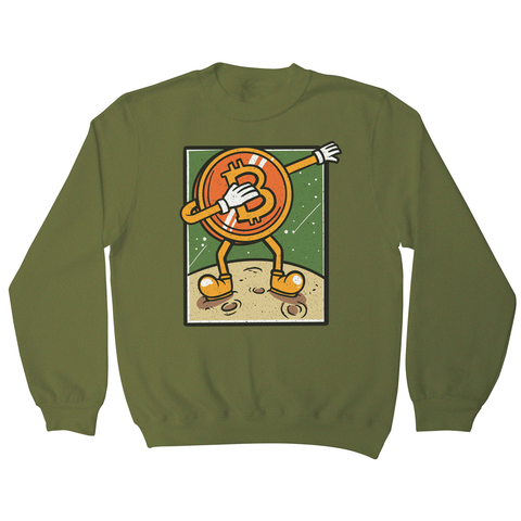 Bitcoin dabbing sweatshirt Olive Green