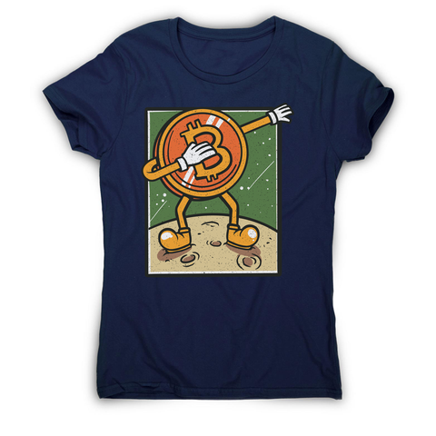 Bitcoin dabbing women's t-shirt Navy