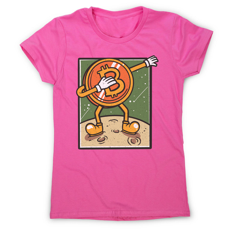 Bitcoin dabbing women's t-shirt Pink