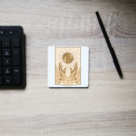 Bitcoin symbol tarot card coaster drink mat Set of 2