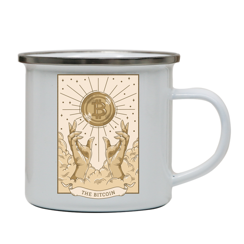 Bitcoin symbol tarot card enamel camping mug White