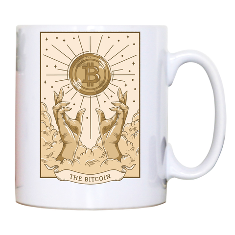 Bitcoin symbol tarot card mug coffee tea cup White