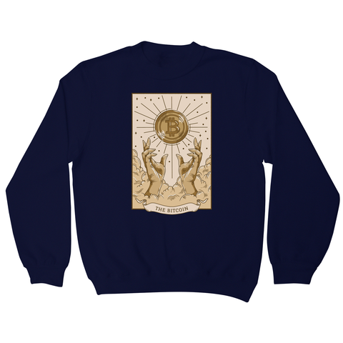 Bitcoin symbol tarot card sweatshirt Navy
