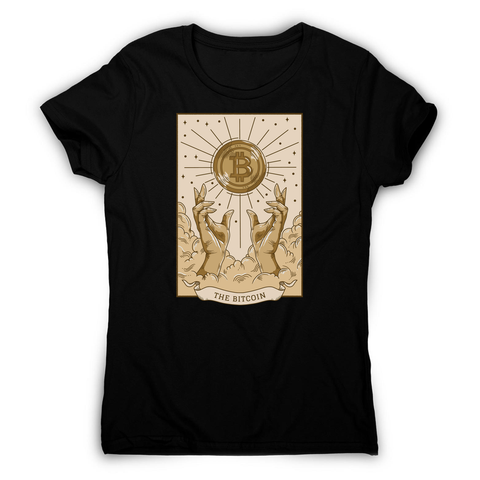 Bitcoin symbol tarot card women's t-shirt Black