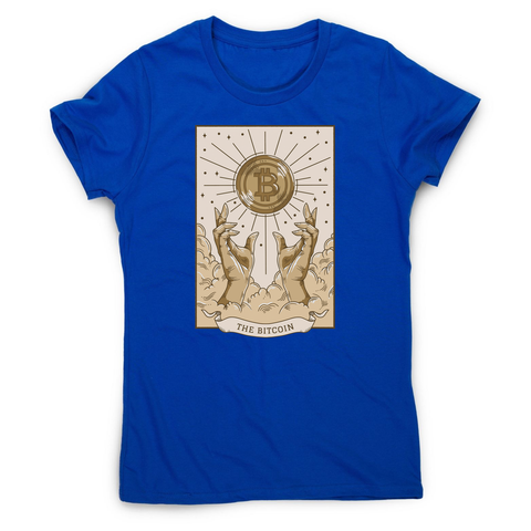 Bitcoin symbol tarot card women's t-shirt Blue