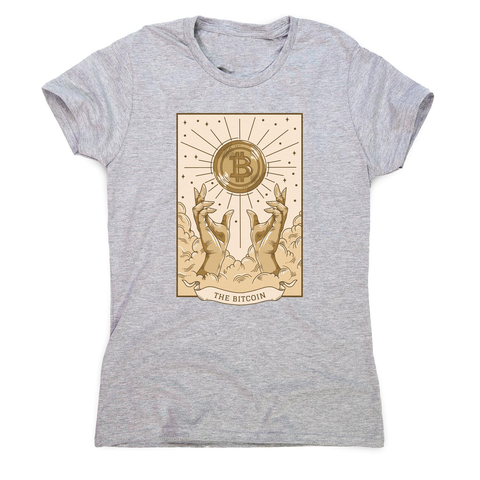 Bitcoin symbol tarot card women's t-shirt Grey