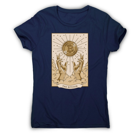 Bitcoin symbol tarot card women's t-shirt Navy