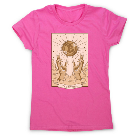 Bitcoin symbol tarot card women's t-shirt Pink